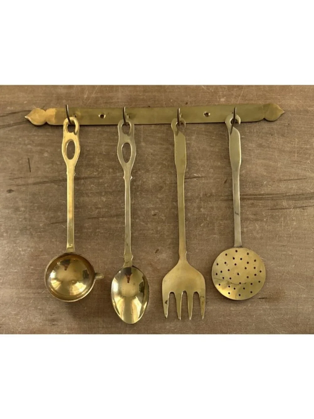 Vintage 4 Piece Brass Cooking Utensil Set with 15
